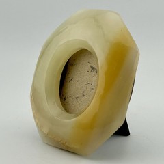 Faceted Honey Onyx Stone Octagon Photo Frame 1½″x2¼″ 1970s VTG 3⅜″x3⅞″