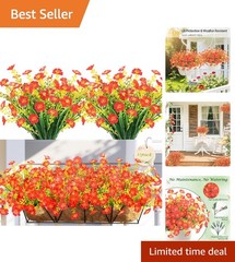 12 Bundles UV Resistant Red Artificial Flowers – Perfect Indoor & Outdoor Decor