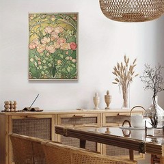 Art Nouveau Pink Roses Floral Canvas Wall Art, Vintage Botanical Decor