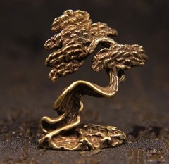 Brass Green Pine Tree Statue Small Sculpture Tabletop Figurine Home Decor Gifts