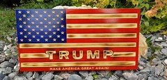 Trump maga wooden flag wall art home decor cnc keep america great 16×30 inches