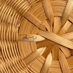 Vintage Woven Bamboo Fruit Basket Medium Boho Lattice Detail Handcrafted
