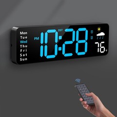 Digital Wall Clock, Digital Clock Large Display with Remote Control, Corded LED