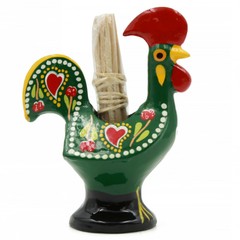 Traditional Hand-Painted Portuguese Good Luck Rooster Toothpick Holder, 3.25″