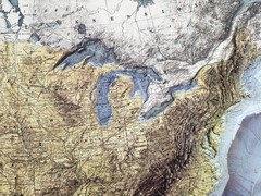Real 3D raised relief map of the United States – with touchable mountain peaks.