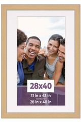 28×40 Frame Natural With White Picture Mat For 28×40 Photo – Natural 31×43 Frame