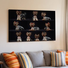 Yorkshire Terrier Dog Collage Canvas Wall Art Small Dog Portrait Decoration