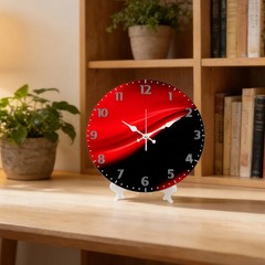 Red Black Wave Pattern Wooden Silent Wall Clock No Battery Holiday Home Decors