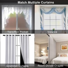 Long Black Curtain Rod for Living Room Windows 28 to 144 inch, 1″ Heavy Duty …