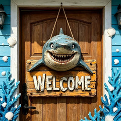 Flat Shark Wooden Sign – Rustic-style Wall Decor Indoor and Outdoor 2D Bold