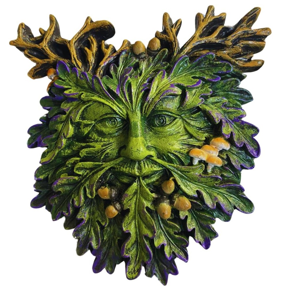 Green Man Wall Plaque – Celtic Tree Spirit Resin Sculpture for Home or Garden…