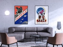 Laika, first space dog, 1960s — Soviet vintage space poster, propaganda poster
