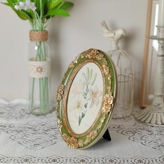 Vintage Picture Frames 4×6 Oval Green Antique Ornate Picture Frames with Embo…