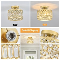 Crystal Ceiling Light Fixture, Modern Semi Flush Mount Ceiling Light, Gold Li…
