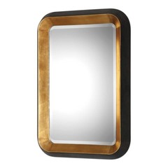 Uttermost 09301 Niva Metallic Gold Black Wall Mirror Bold Modern Beveled 42in