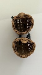Two Mini Adirondack Backpack Baskets Wall-Mounted Wicker Organizer Home Decor