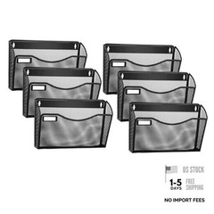 6 Pack Mesh Wall Mounted File Holder Metal Wall File Pocket Mail Black