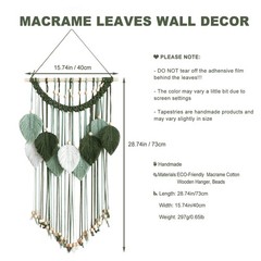 Macrame Wall Hanging -Handmade Sage Green Leaf Wall Tapestry,Boho Decorations…