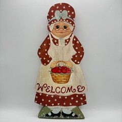 Wooden Welcome Granny Wall Decor Sign 17 In Country Kitchen Folk Art Red