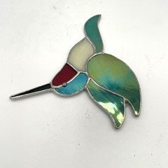 Stained Glass Little Hummingbird Sun Catcher – Iridescent Opaque Transparent