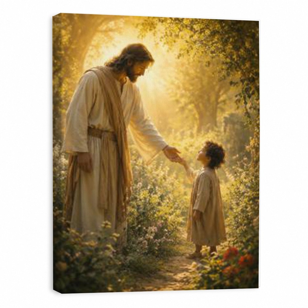 Jesus Reaching Out To Child Canvas Wall Art Christian Religious Print Faith Home
