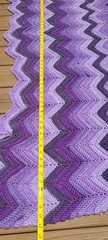 Vtg Handmade Crochet Chevron Sofa Throw Blanket Afghan Purple Shades 52 X 72