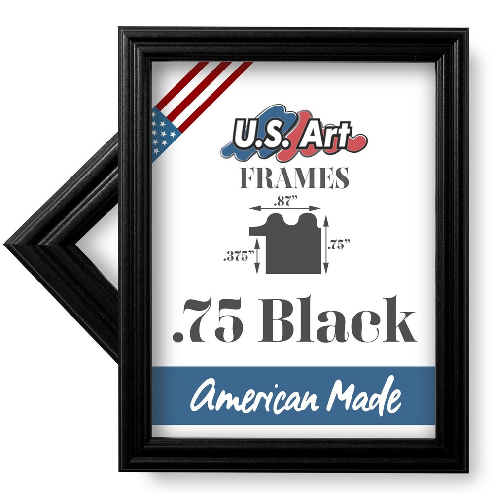 US ART Frames .75″ Thin Black Solid Poplar Wood Picture Poster Frame, S-B