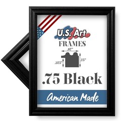 US ART Frames .75″ Thin Black Solid Poplar Wood Picture Poster Frame, S-B