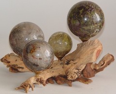 Natural Driftwood (4) Sphere Display Stand Egg Holder Rustic Wood Stand (#423)