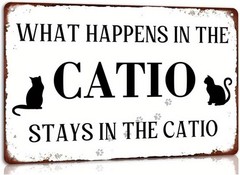 Metal Cat Sign Aluminum 8×12 Funny Catio Wall Plaque Home Decor