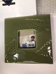Fetco 3″ x 3″ Photo Picture Frame Green Leaves Ceramic Porcelain Contemporary