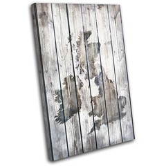 United Kingdom Vintage Wood Maps Flags SINGLE CANVAS WALL ART Picture Print