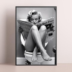 Marilyn Monroe on Toilet Poster – Black and White Vintage Style Art Print