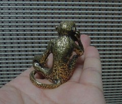 Solid Brass Monkey Figurine Vintage Bronze Color Thinker Statue for Home Decor