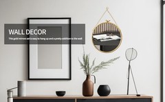 9.8 Inch Small Vinta Gold Round Wall Mirror with Sparrow Design-Iron