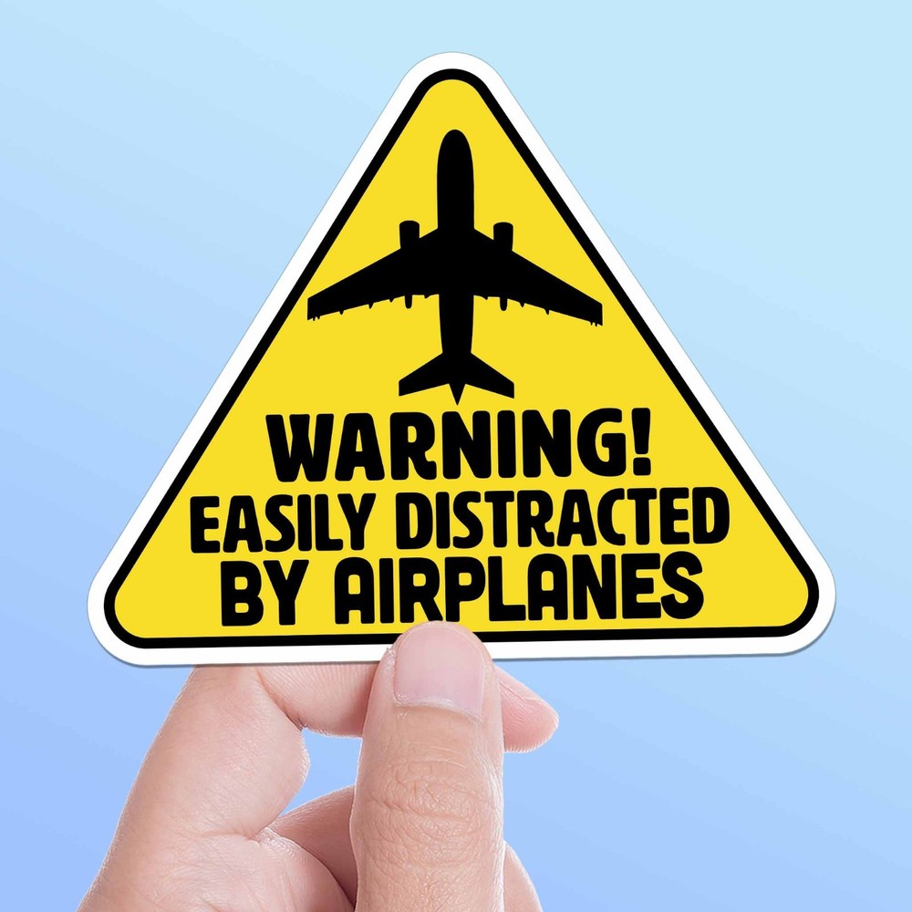 Easily Distracted by Airplanes Sticker – Funny Pilot Decal for Laptop
