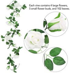 6× Garland Wall Artificial Hanging Rose Flowers Vine 7.5 Ft Wedding Home Decor