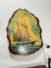 Large Vintage Nautical Schooner Sailing Ship Wall Plaque Coastal Maritime Decor