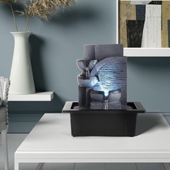 Zen Water Fountain with LED Lights – Relaxing Indoor Feature.