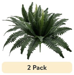 (2 pack 21in Indoor Artificial Plant Fern Bush Green Color. Indoor Use. Not in