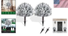 Elegant 21in Set of 2 UV Resistant Artificial Cypress Trees for Indoor & Outdoor