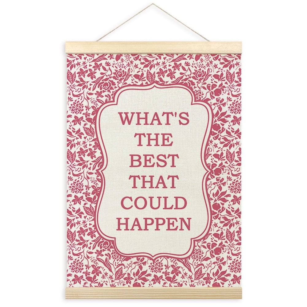 Pink Floral Inspirational Wall Art Poster, What’s the Best That Could Happen …