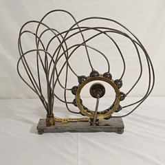 Mark R. English Steampunk Abstract Metal Wire Tabletop «CONTROL» Sculpture