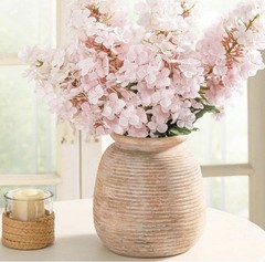 Ceramic Flowers Rustic Vase, Neutral Pottery Farmhouse Vases Home Decor, 7.48″