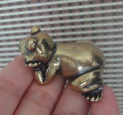 Solid Brass Thinking Frog Figurine Vintage Style Statue for Home Desk Decor