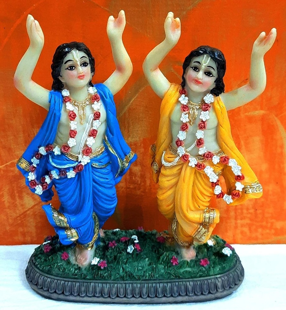 Handcrafted Marble Dancing Gaur Nitai Figurine Idol Statue