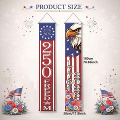 250th Anniversary Decorations Patriotic America Porch Banner for Memorial Da…
