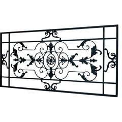 Wrought Iron Rectangular Rustic Wall Decor Scroll Design 39 in x 19.5 in