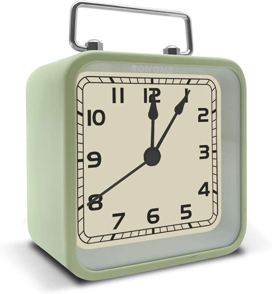 Small Alarm Clock, Retro Silent Quartz Movement with Night Light, Decorative Vin
