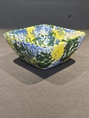 Square Ceramic Spongeware Bowl, 5″x5″
